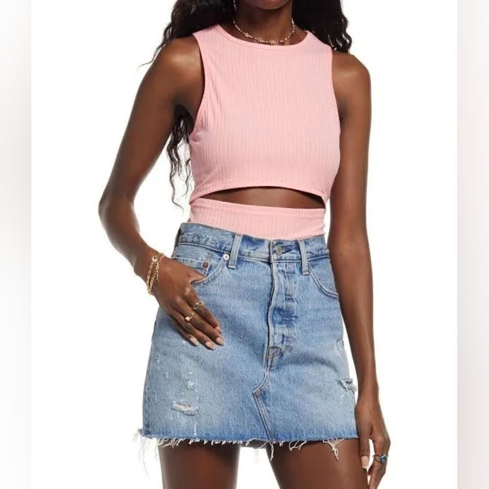 NWT BP. Cut-out Top in Pink Flamingo
